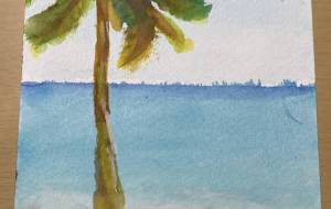 ヤシと海(水彩画) - 柴田 和子