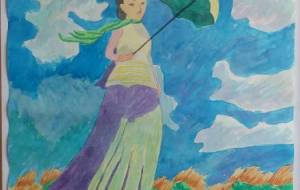 日傘をさす女性 - 人魚 