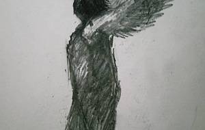 飛び立とうとしている鳥人(天使) - 真鍋哲地