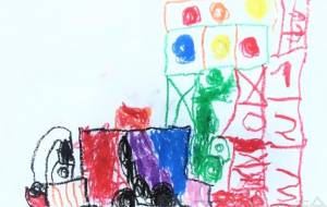 カラフルな車と駐車場(5さい) - すーぱーたくま