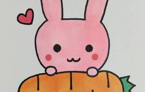 手描きイラスト にんじんを持ったうさぎ - ゆかたん