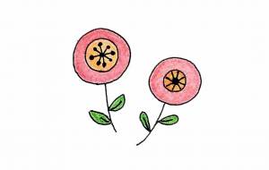 手描きイラスト 北欧風の花 - ゆかたん