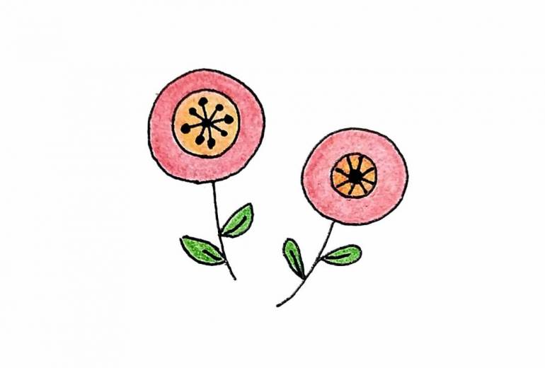 手描きイラスト 北欧風の花