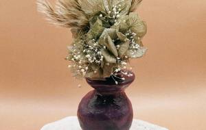 ドライフラワーの江戸紫の花瓶 - 角+