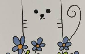 手描きイラスト 猫 花 - ゆかたん