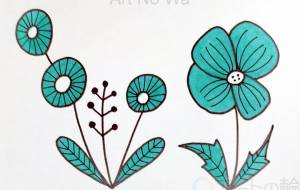 手描きイラスト 北欧風の花 - ゆかたん