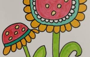 手描きイラスト 北欧風の花 - ゆかたん