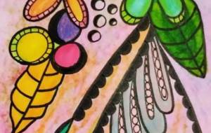 手描きイラスト ゼンタングル 花 - ゆかたん