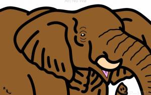 アフリカゾウ - シマハイエナ