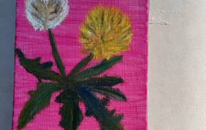 たんぽぽ SM 油彩 - 口筆画家Aya