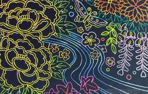 スクラッチアート 花と小川 - ゆかたん