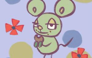 ドーナツを食べるネズミ - 角+