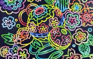 スクラッチアート 花と鞠 - ゆかたん