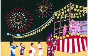 花火と盆踊り - 猫職人