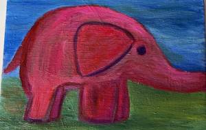 ゾウ SM 油彩 - 口筆画家Aya