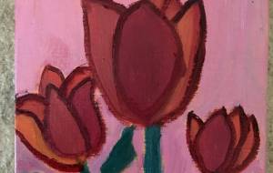 チューリップ SM 油彩 - 口筆画家Aya