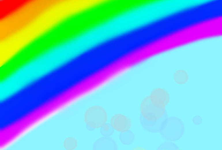 虹と色んな色のシャボン玉