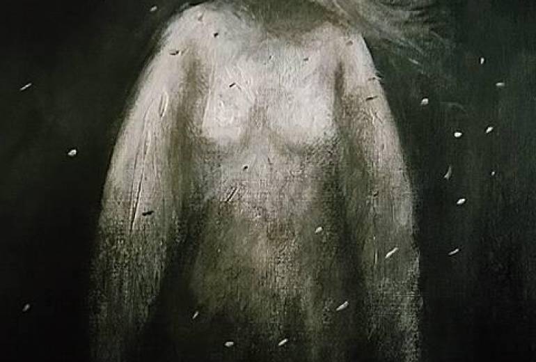 女性天使（空想写実絵画）