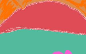 夕日の日と、ピンクの2本の花…。 - トゥー・A・ルルカ