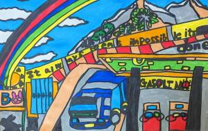 虹の架かるガソリンスタンド - 田中郷