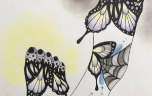 光と暗闇を歩く足 - 絵言葉