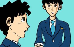 何かを訴える少年 - 金垣魯文