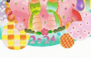仲良し龍の年賀状 - 【イベント】2024年辰年年賀状ネットスクウェア×障がい者アート協会デザインコンテスト