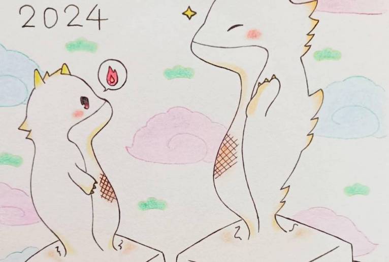 もちりゅうの親子 - 【イベント】2024年辰年年賀状ネットスクウェア×障がい者アート協会デザインコンテスト 