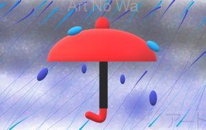 雨粒と赤い傘 - harune.