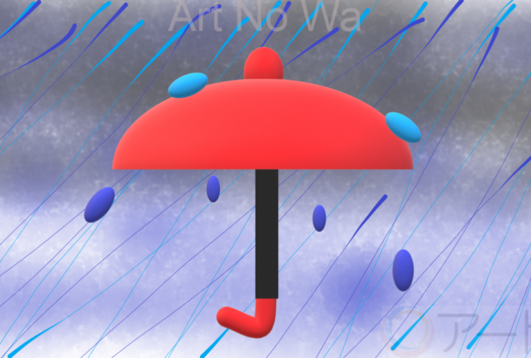 雨粒と赤い傘