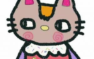フリフリ袖の星のワンピース着た猫さん - 吉村タミヤ 