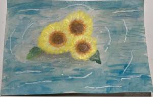 水に浮く向日葵 - 柴田 和子