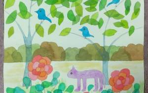 猫と鳥のいる風景 - 人魚