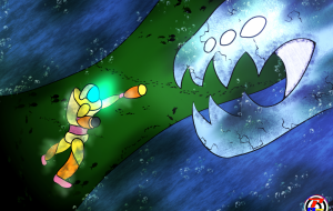 ダイバーと深海に住む怪物 - Qoo717