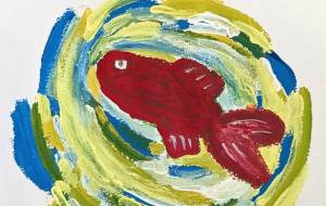 勇ましく泳ぐ赤い魚 - TOMAGUCHI 