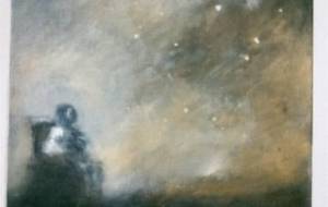 真鍋哲地作品集より(車イスの星座)2020年作品F6号キャンバスにアクリル - 真鍋哲地