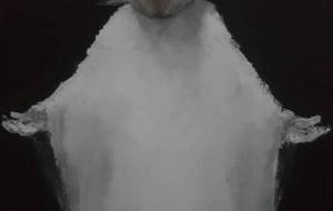 真鍋哲地絵画作品集より(守らなければ花女王)F6号キャンバス、アクリル 2020作品絵画サークル展、文化会館展示 - 真鍋哲地