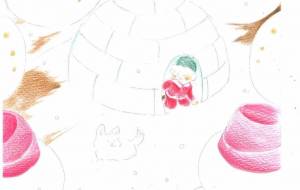 かまくらと雪だるま - りんごの皮