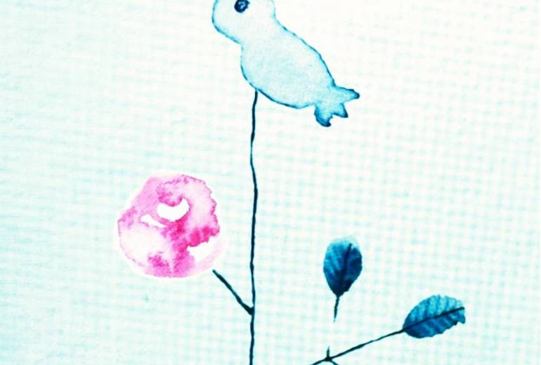 小鳥と可愛い薔薇2