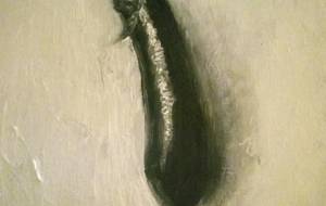 ある日、優しいおじいさんが、焼きなすびを食べさてくださいました(私はアートの輪とそのおじいさん名乗ってくださいました) - 真鍋哲地