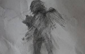 キミは戦火の天使の女の子、お母さんミーが猫のミーが!(泣かないで、お願い、泣かないで、僕は神様に祈るよ君ために!) - 真鍋哲地