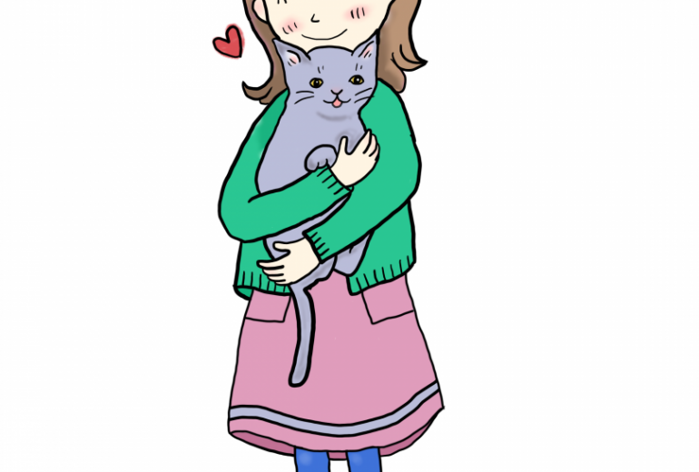 大切なネコを抱く女の子