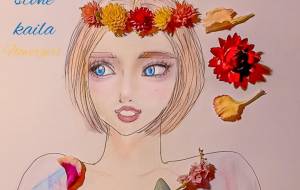 ドライフラワーとボブな女の子 - Flower stone kaila