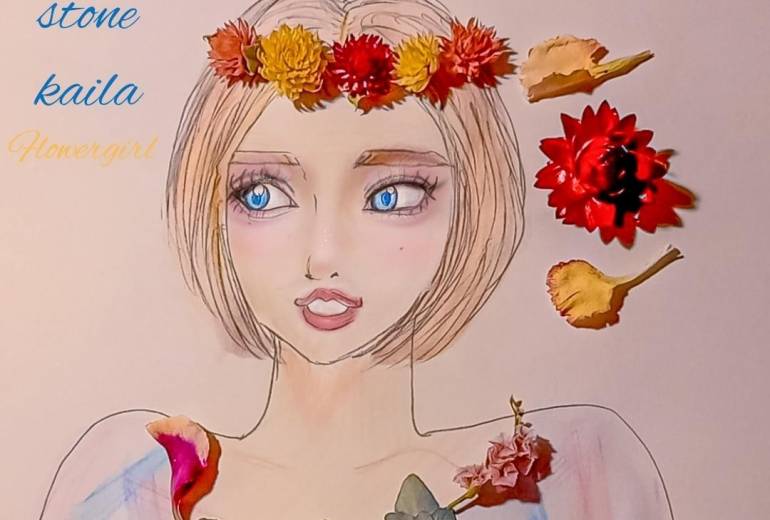 ドライフラワーとボブな女の子