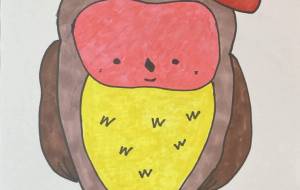 帽子をかぶったフクロウ - うちうみ なおこ