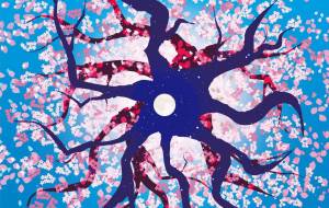 大地から見た満月と桜 - 山下重人