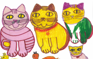 4匹のネコちゃんと白鳥たち - ネコまさちゃん