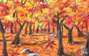 紅葉踏みわけ 鳴く鹿の - 工房はんど Yuki