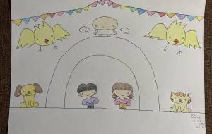 かまくらに入った少年・少女 - 恵麻