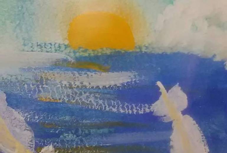 さわやかな朝日の水平線